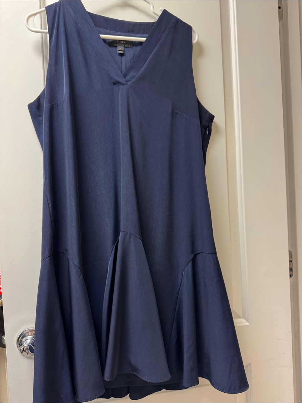 J. Crew Navy Blue Sleeveless V-Neck Flared Dress